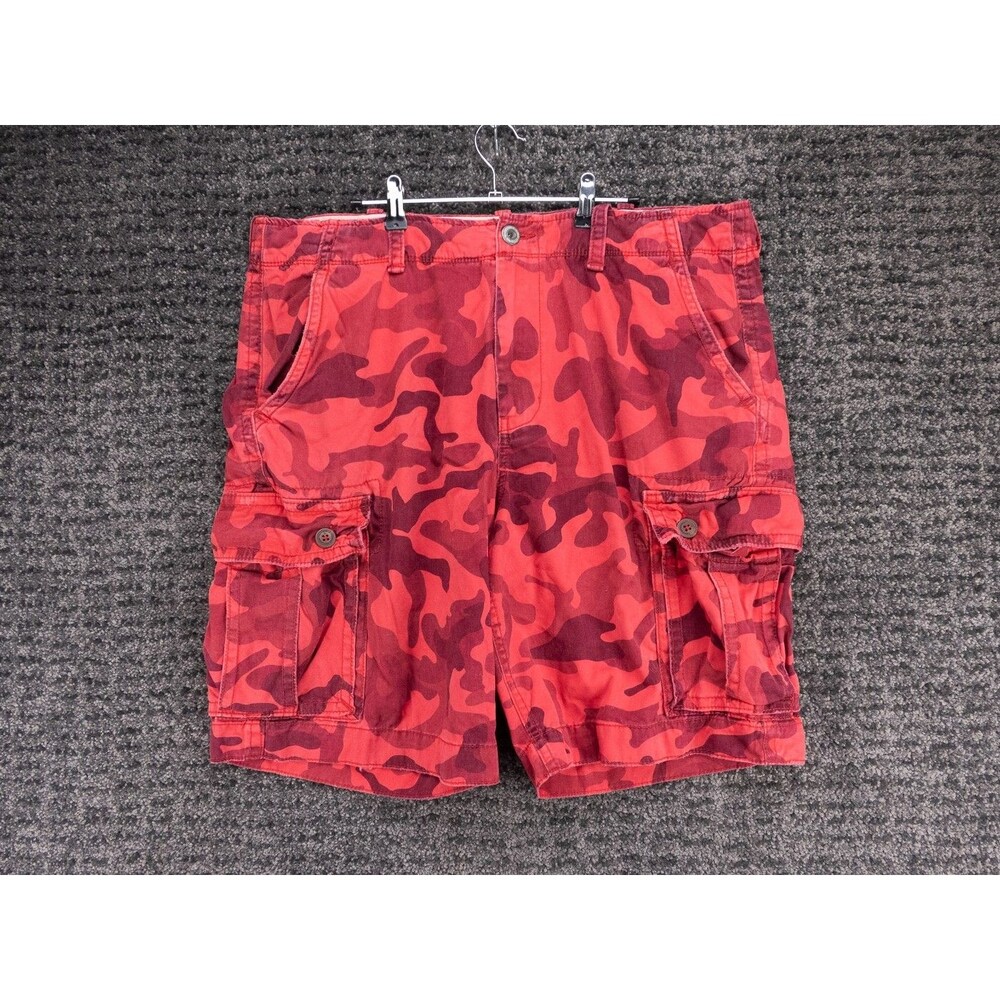 American Eagle Cargo Shorts Mens 38 Red Camo Classic Outdoor Military Preppy